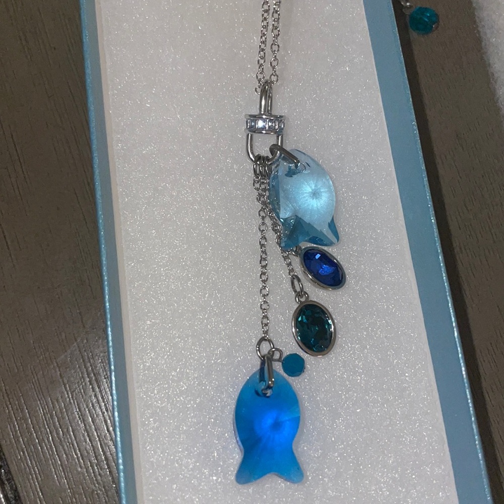 Touchstone crystal by Swarovski fish necklace